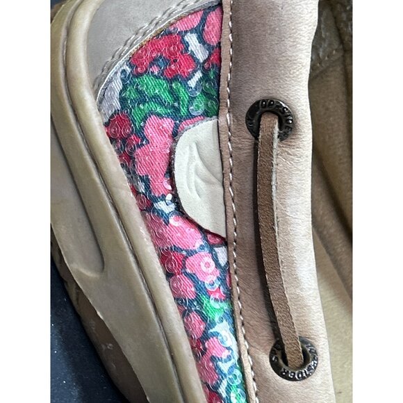 Sperry Top-Sider Girls Boat Shoes Size 4M Tan With Pink Floral Pattern Leather & - Picture 5 of 10
